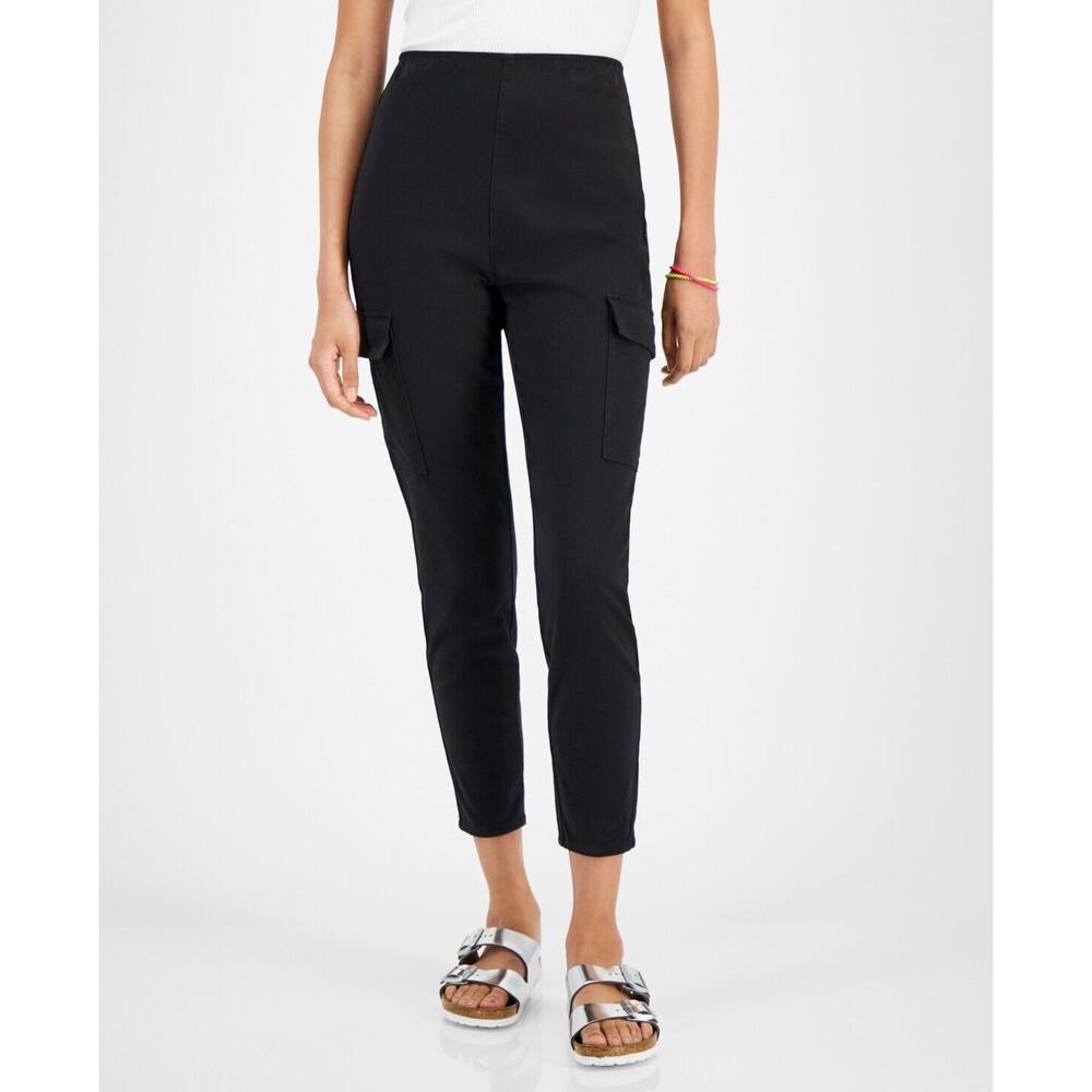 Tinseltown Juniors High Rise Pull-On Skinny Cargo Jeans XS Black Stretch Pants